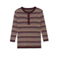 Long sleeved round neck striped knitted sweater for women