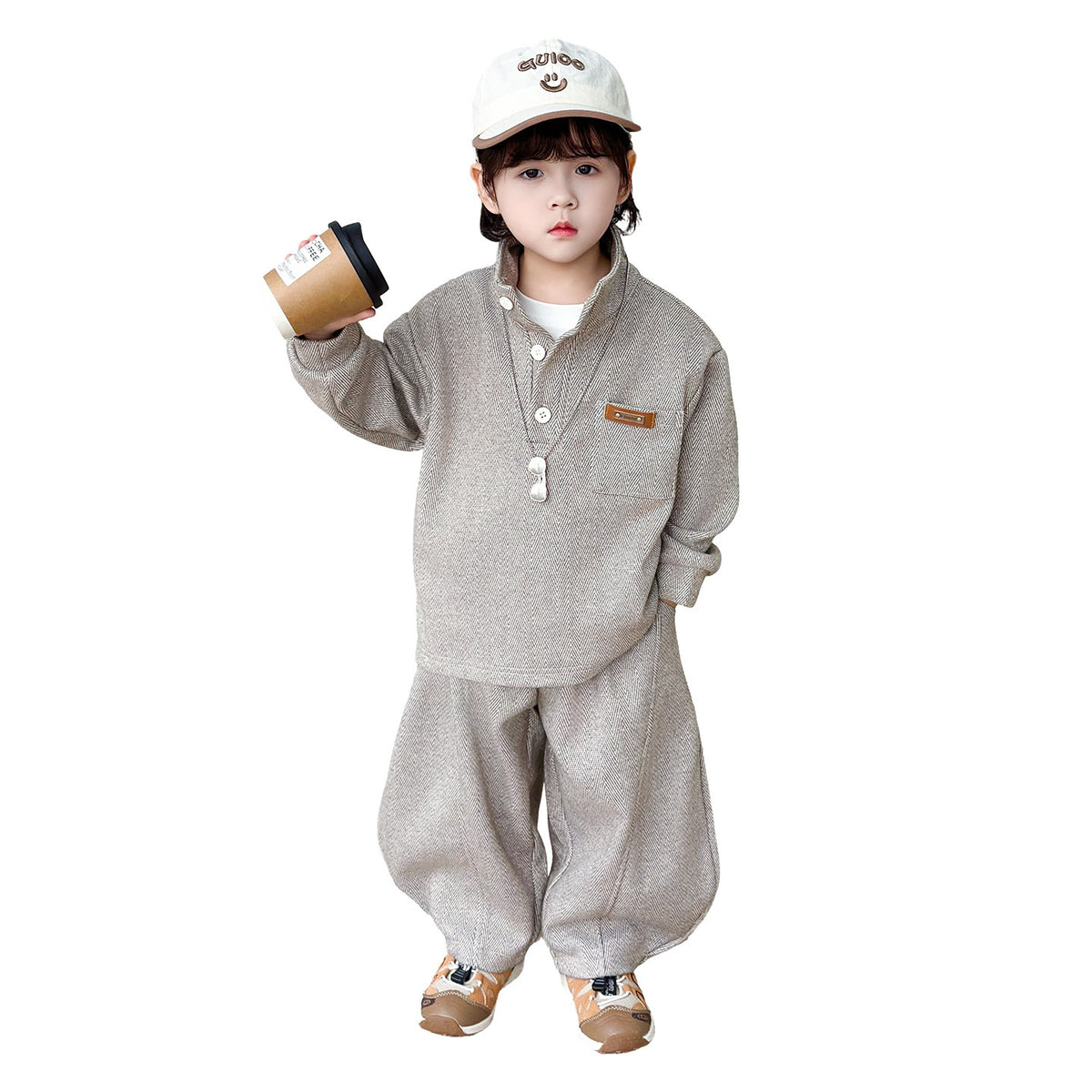 Trendy Long Sleeve Hooded Boys Two-Piece Hoodie Set