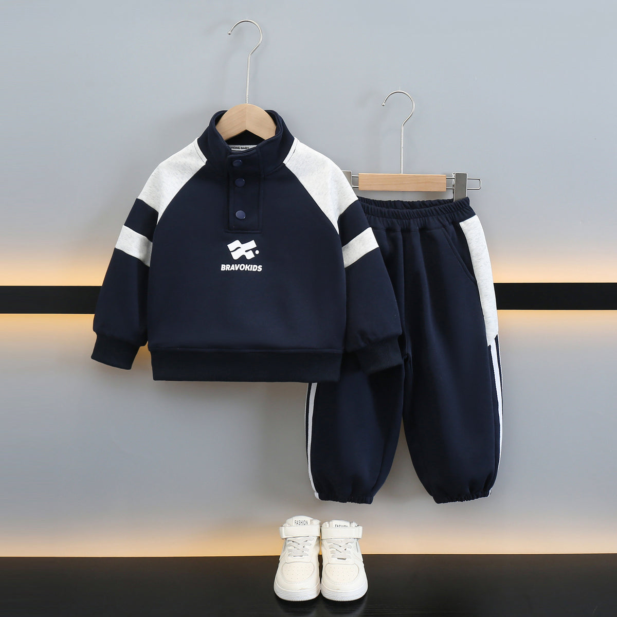 Boys Fashionable Casual Sportwear Hoodie Two-Piece Set Spring Autumn