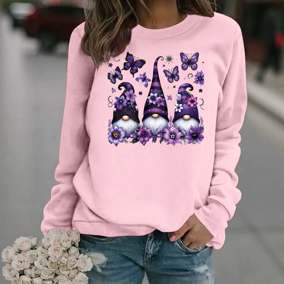 Round neck fleece hoodie