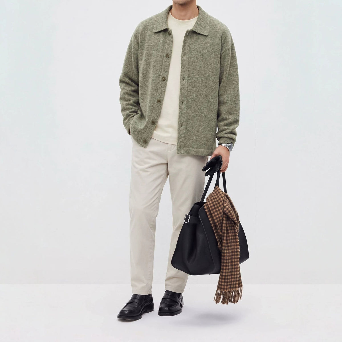 Flip collar single breasted pullover sweater