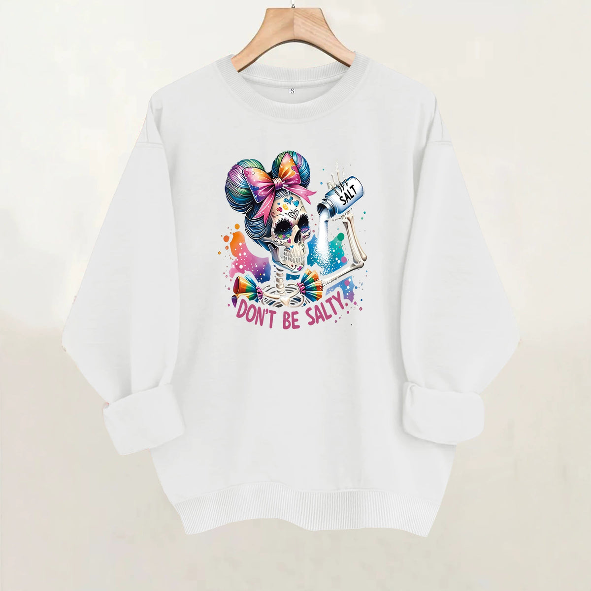 Printed round neck fleece hoodie