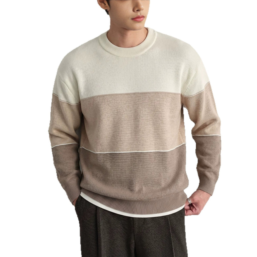 Men's contrasting round neck sweater