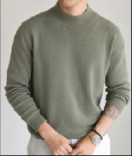 Half high neck long sleeved pullover sweater
