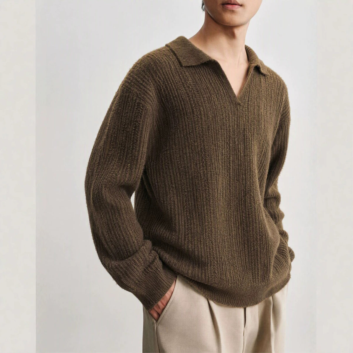 Collar long sleeved woolen man