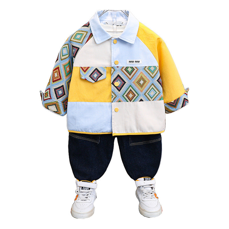 Boys Spring Autumn Lightweight Fashion Open Front Cardigan Jacket