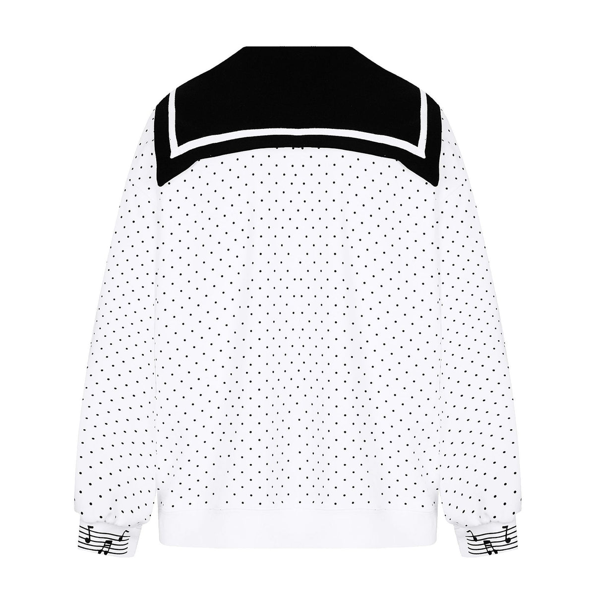 Polka Dot Zipper Sailor Collar Loose Fit Hoodie Jacket