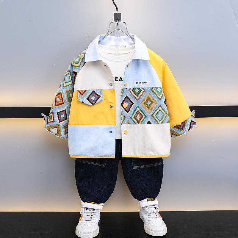Boys Spring Autumn Lightweight Fashion Open Front Cardigan Jacket