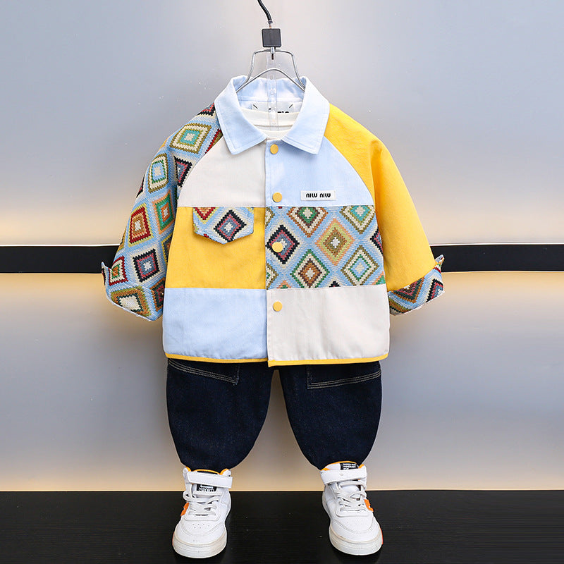 Boys Spring Autumn Lightweight Fashion Open Front Cardigan Jacket