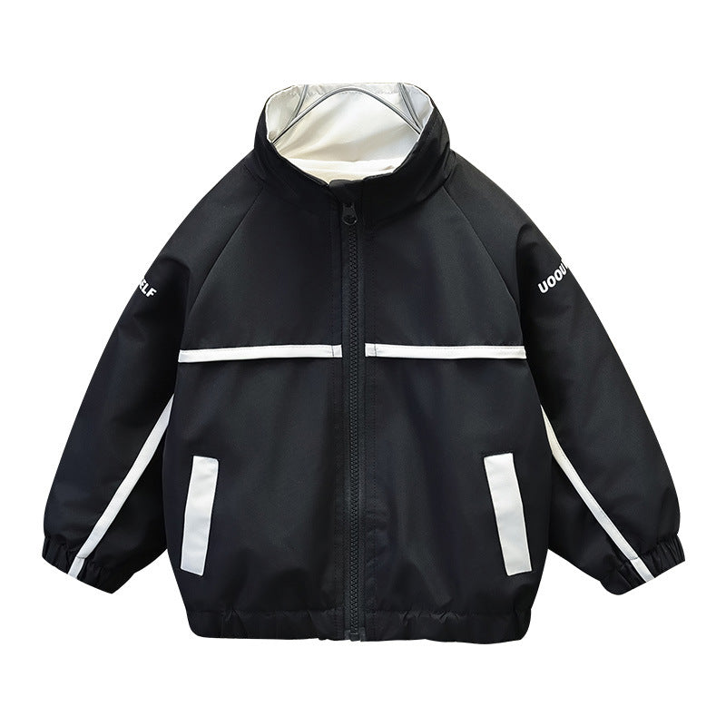 Boys Reversible Baseball Jacket Spring Autumn Stylish Outerwear