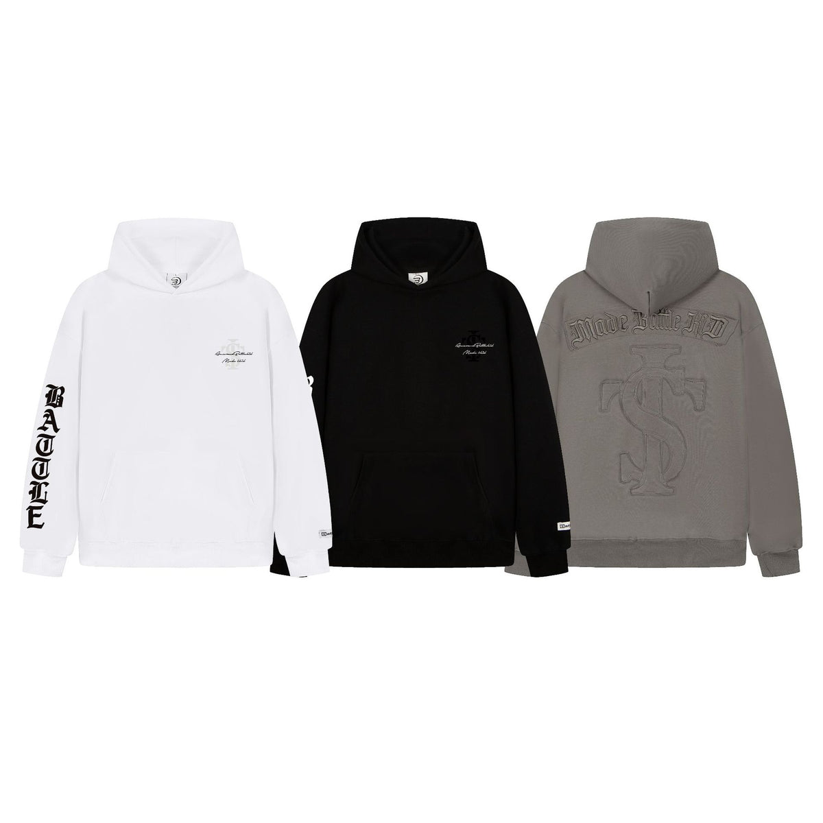 Gothic Letter Embossed Heavyweight Oversized Pullover Hoodie