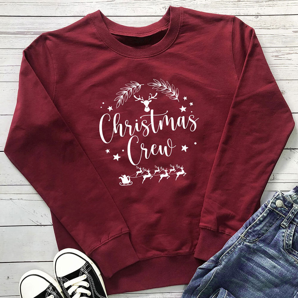 Christmas reindeer print hoodie with letters