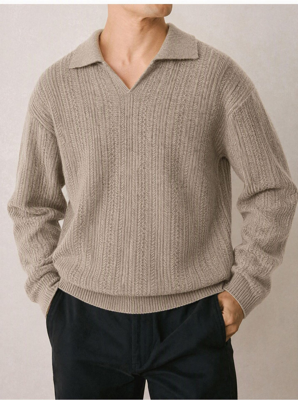 Collar long sleeved woolen man