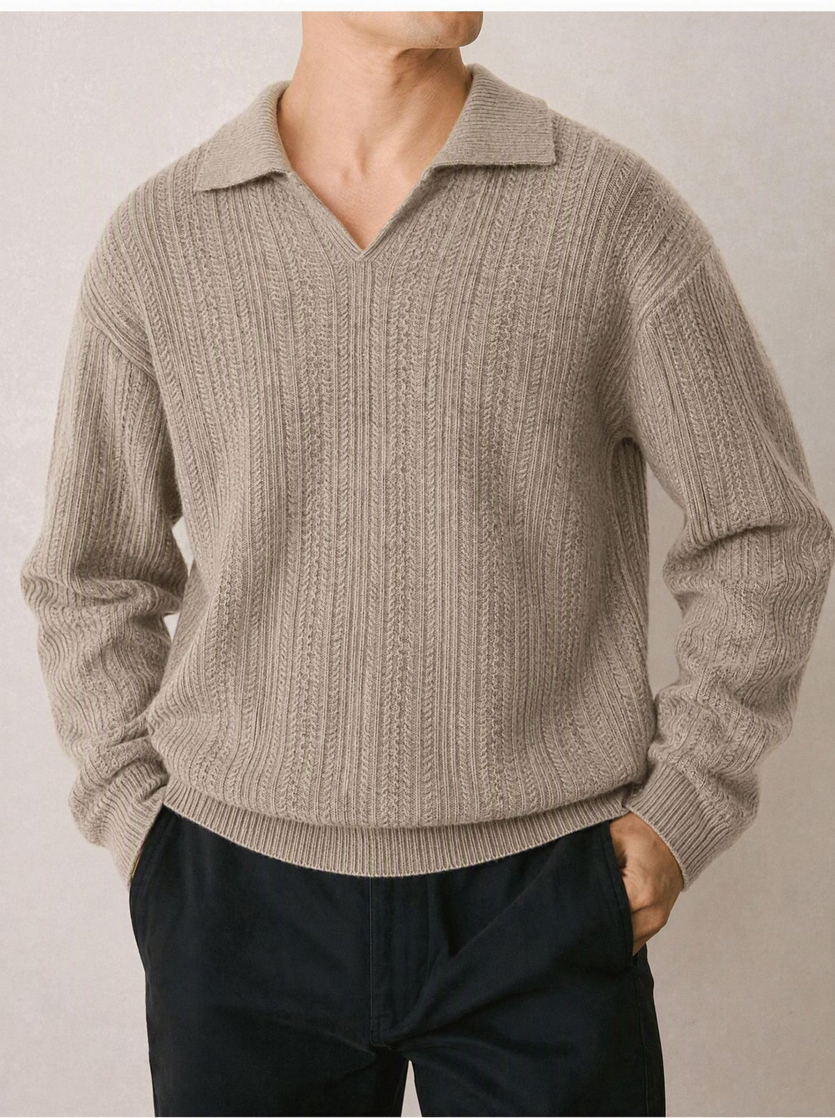Collar long sleeved woolen man
