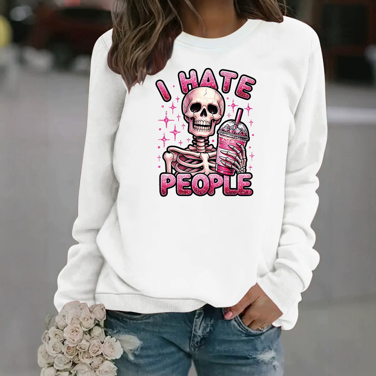 Loose velvet sweatshirt
