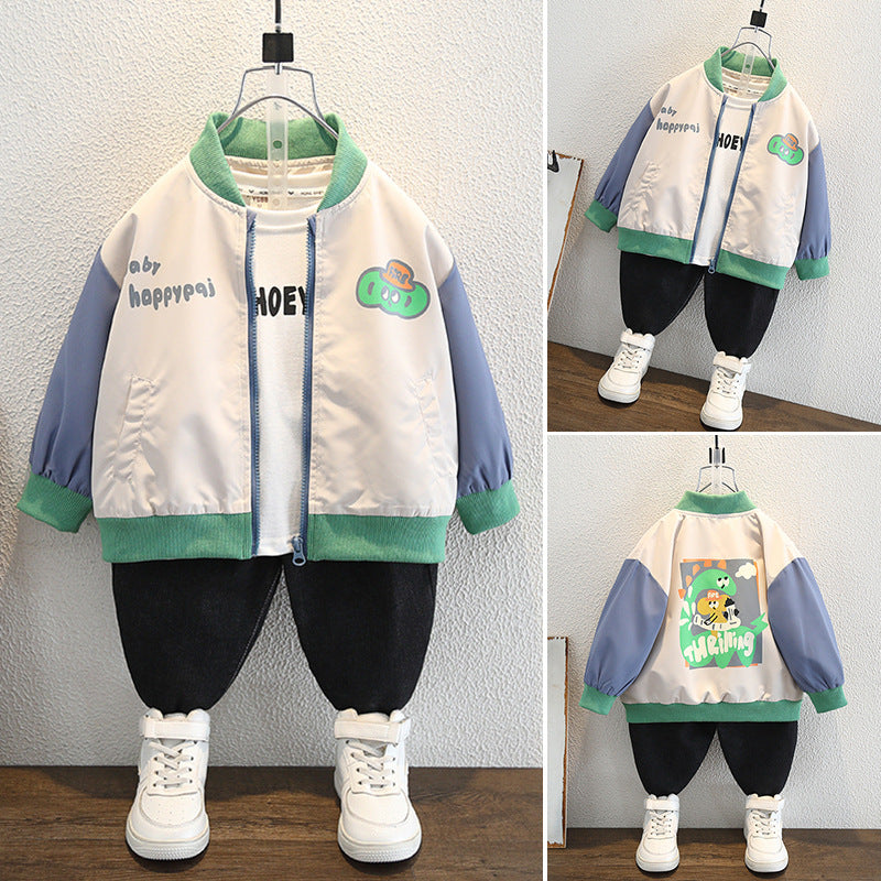 Trendy Boys Autumn Baseball Jacket, Casual Varsity Coat for Kids