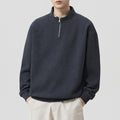 Men's Heavyweight Half Zip Long Sleeve Stand Collar Sweatshirt Top