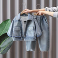 Casual Boys Denim Two-Piece Outfit Spring Autumn Cool Style Kids Clothes