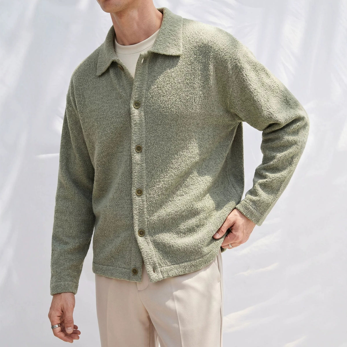 Flip collar single breasted pullover sweater