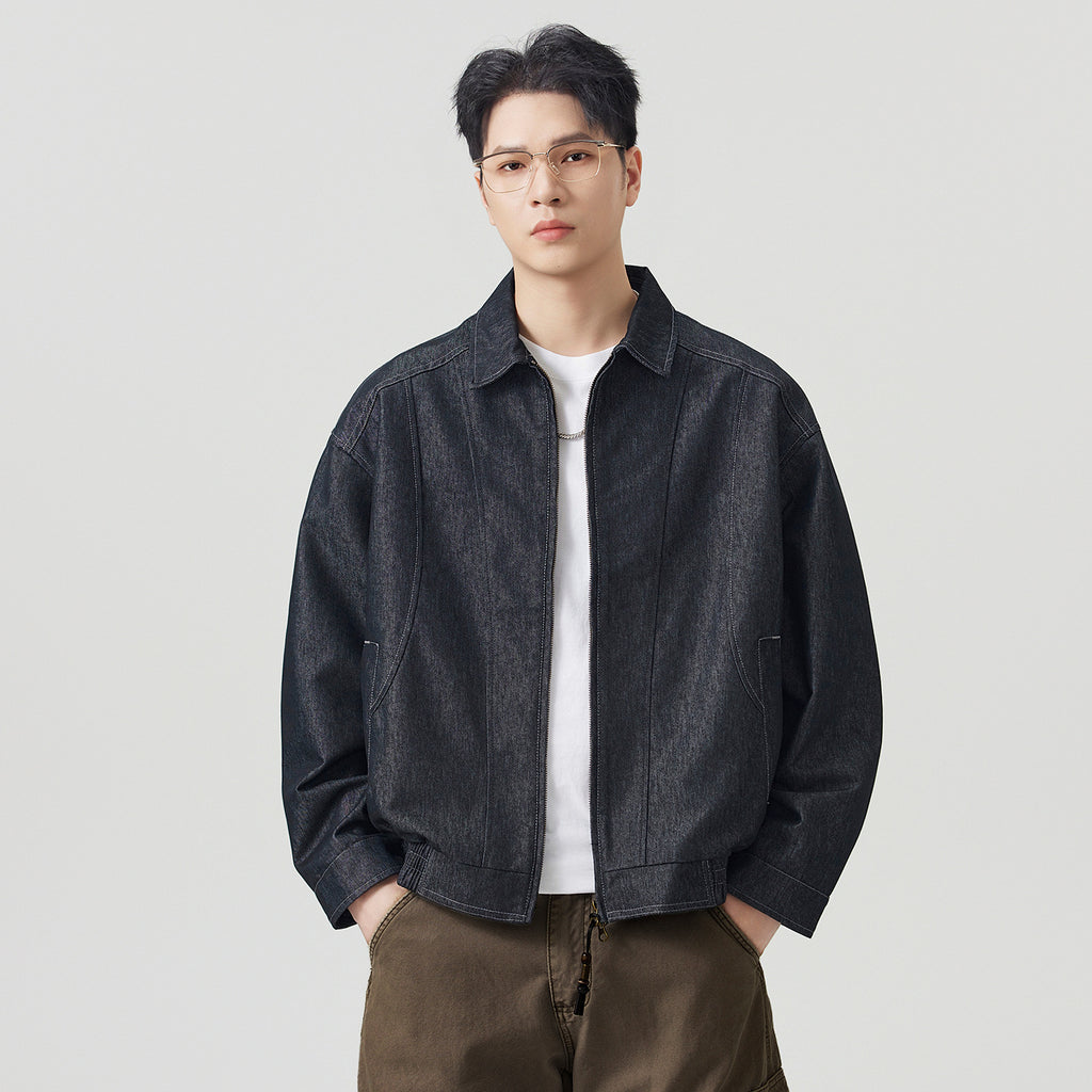 Men's Casual Raw Denim Turn-down Collar Jacket