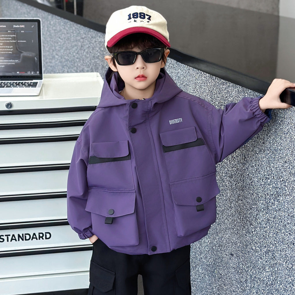 Kids Boys Outdoor Windbreaker Jacket Spring Autumn Hiking Coat