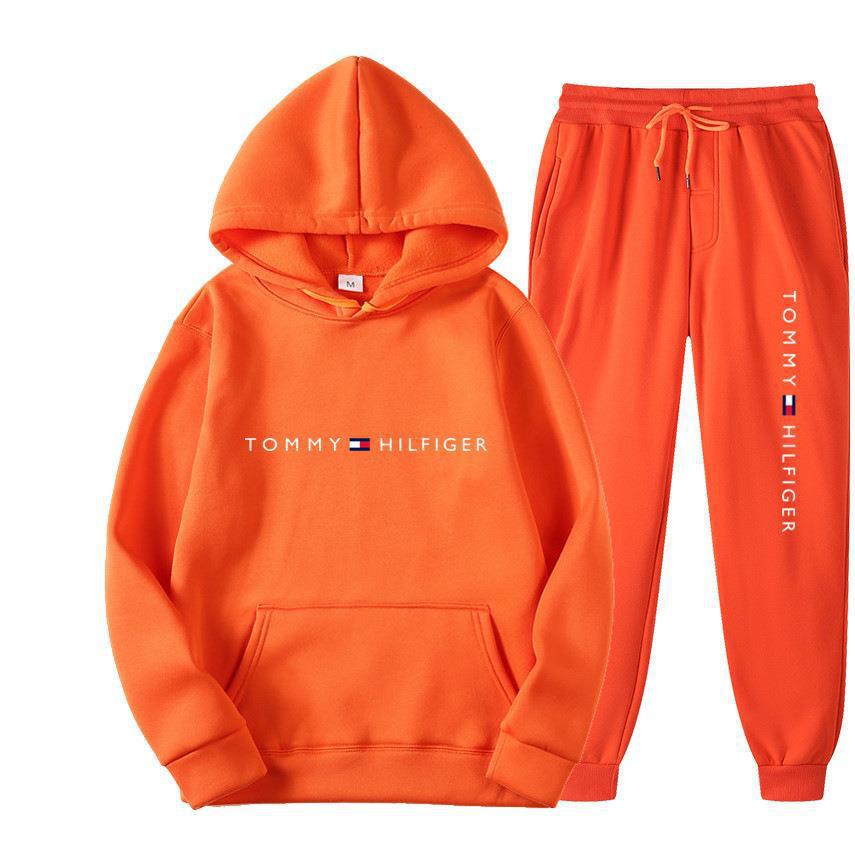 Men's Casual Printed Fleece Lined Hoodie and Sweatpants Set
