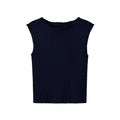 Slim fit sleeveless single neck threaded knitted sweater for women