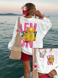 Lemon print loose hoodie