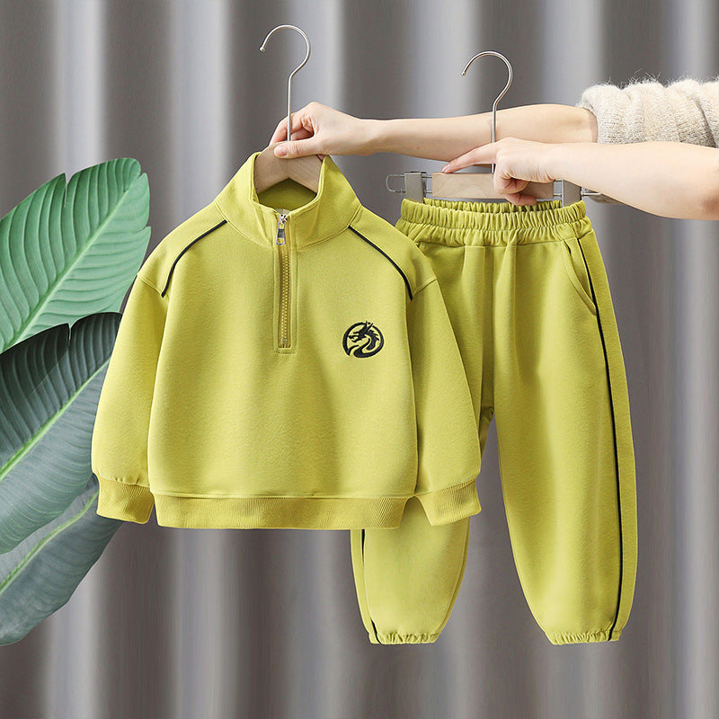 Stylish Boys' Casual Sweatshirt Set Spring Autumn Sports Two-Piece Tracksuit