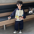 Boys' Cartoon Polo Hoodie Two-Piece Set