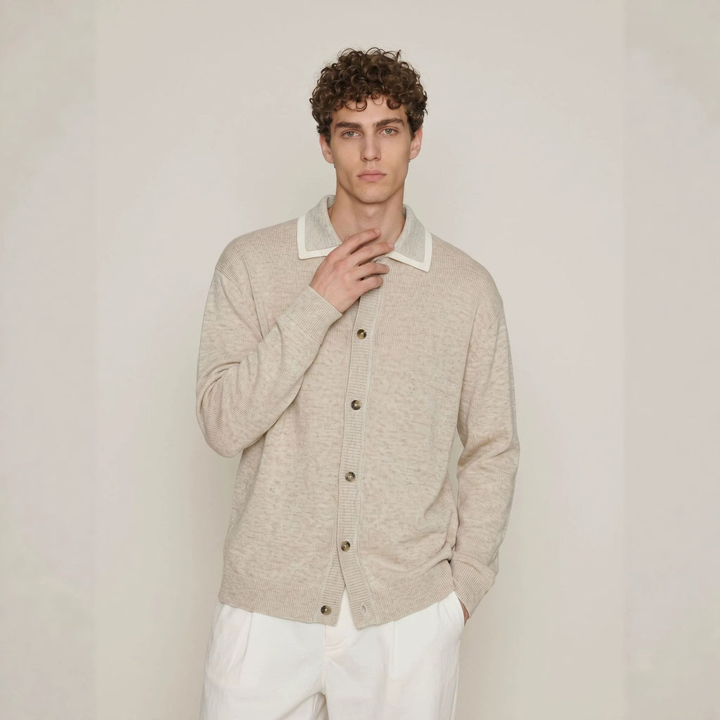 Men's collar long sleeved sweater