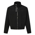 Men's Techwear Zipper Stand Collar Workwear Jacket with Buttoned Placket