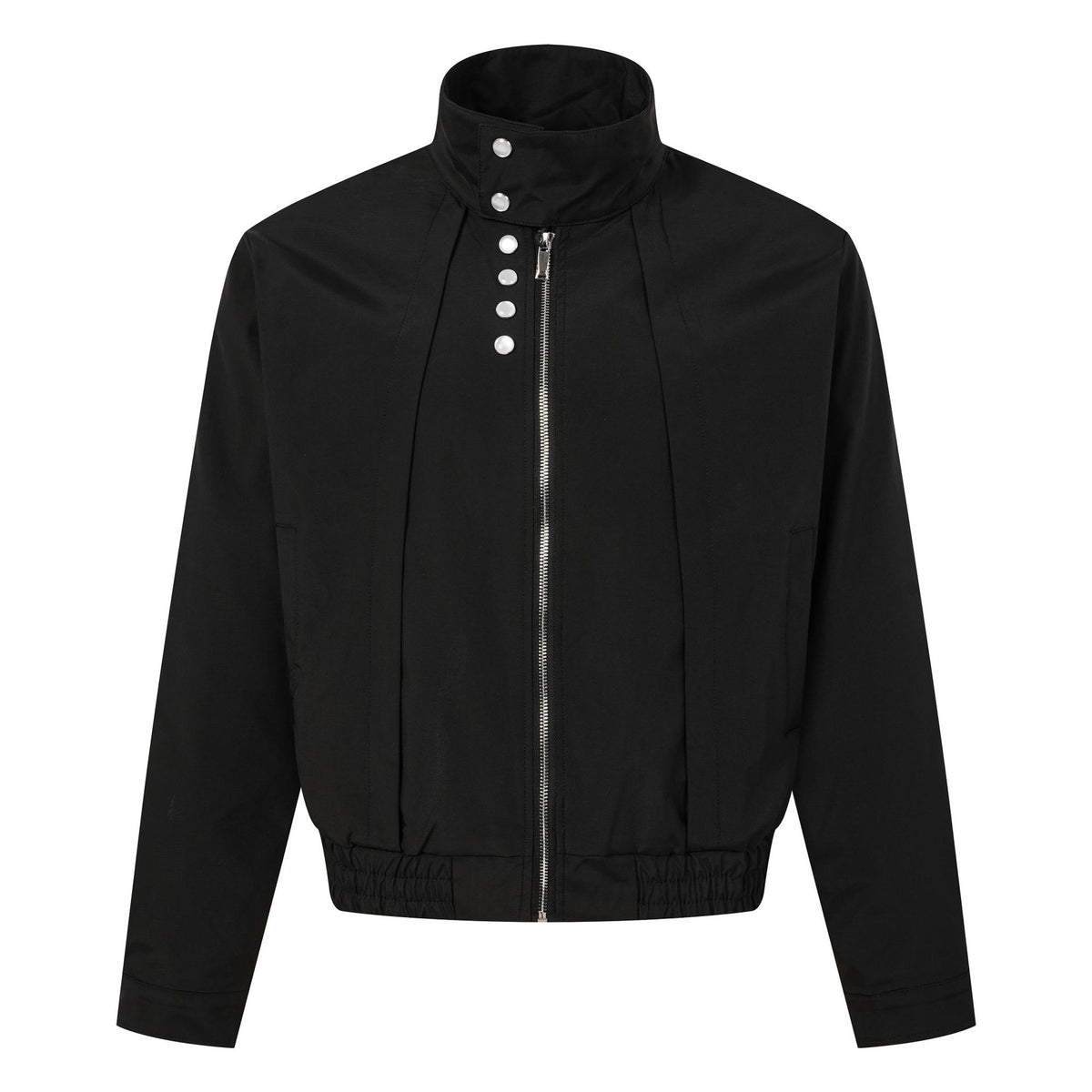 Men's Techwear Zipper Stand Collar Workwear Jacket with Buttoned Placket