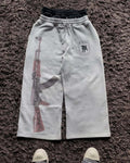 Streetwear Double Waist Embroidery Cuff Couples Sweatpants