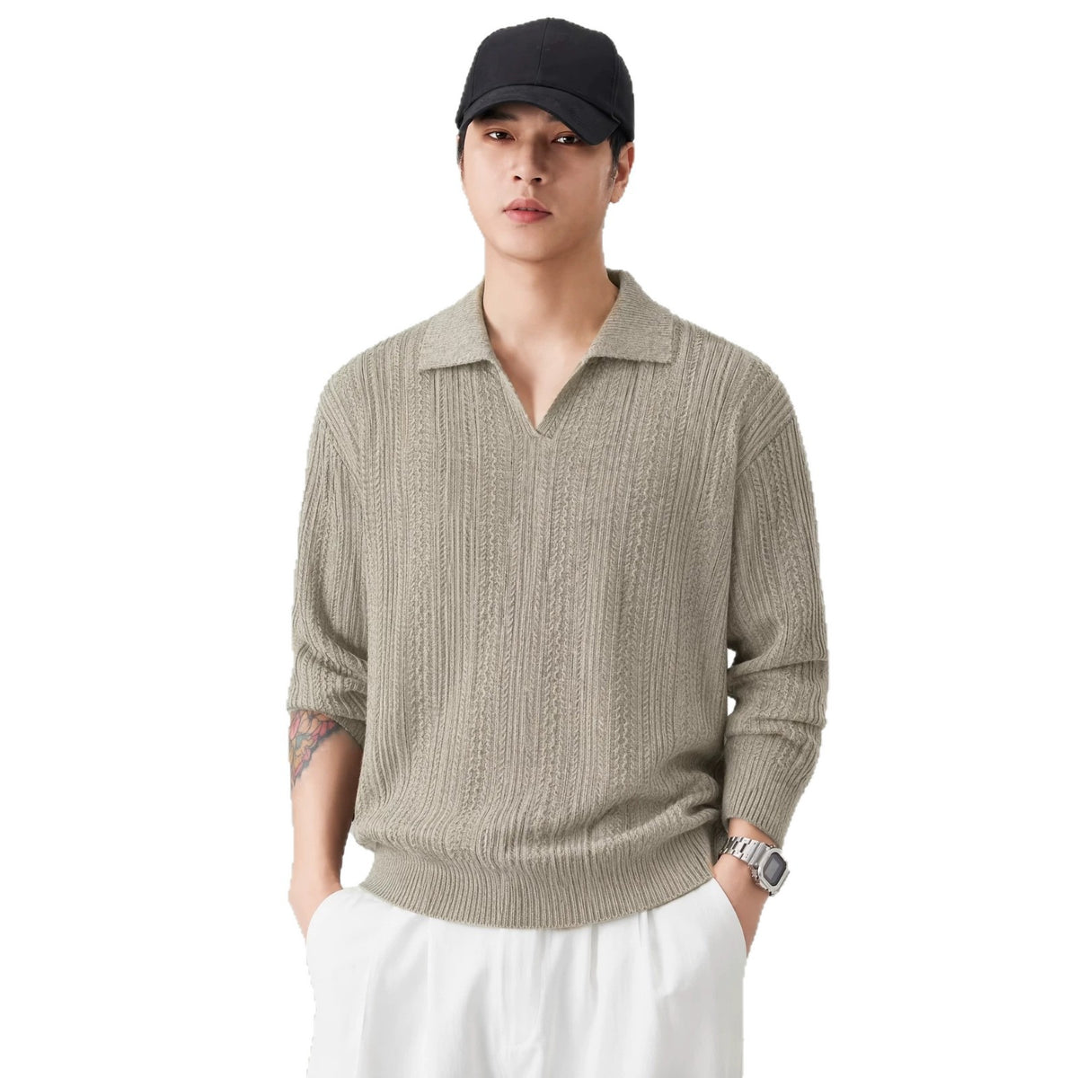 Collar long sleeved woolen man