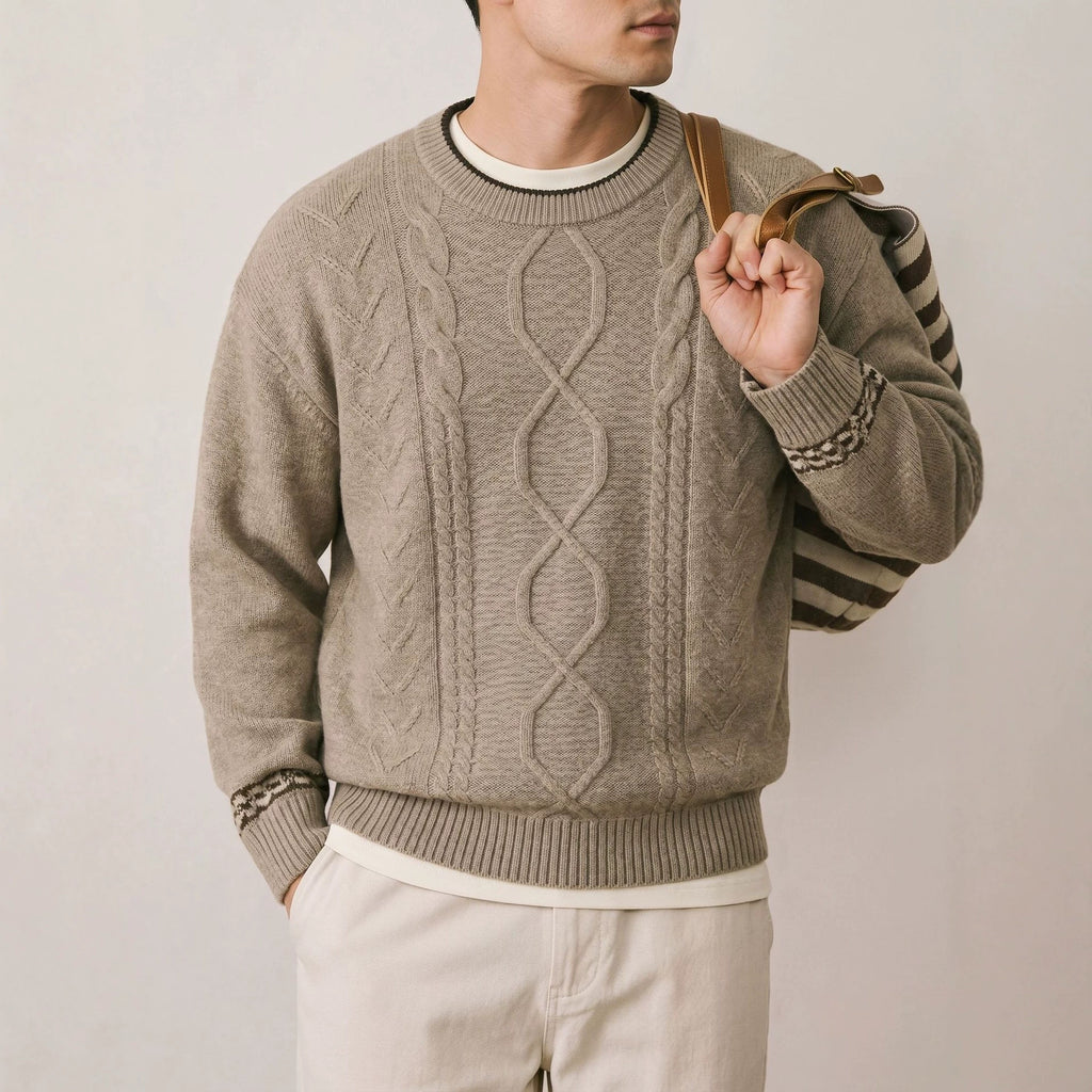 Round neck long sleeved loose sweater