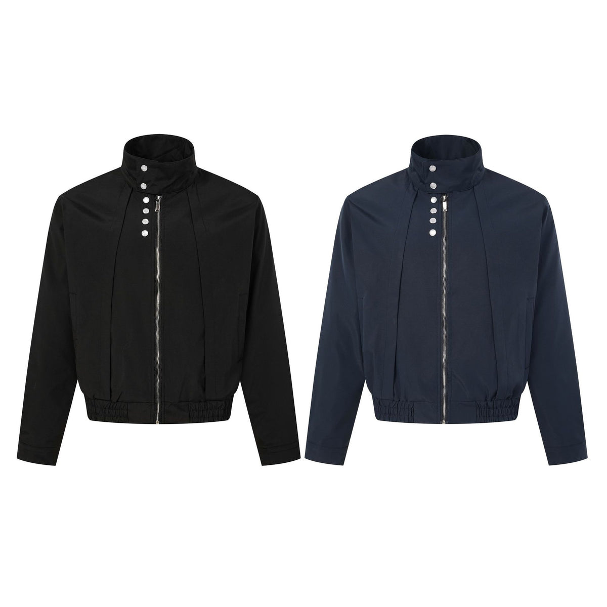 Men's Techwear Zipper Stand Collar Workwear Jacket with Buttoned Placket