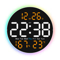 10 Inch Digital Wall Clock with Mood Light TEMP Humidity Date Week Timer Brightness Adjustment Remote DST LED Alarm Clock