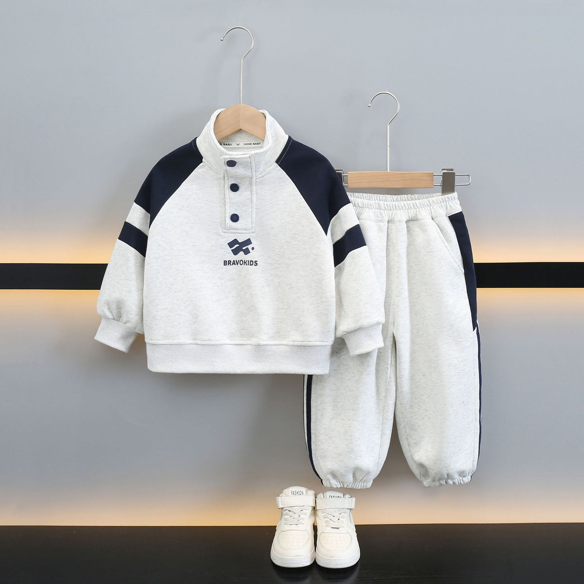 Boys Fashionable Casual Sportwear Hoodie Two-Piece Set Spring Autumn