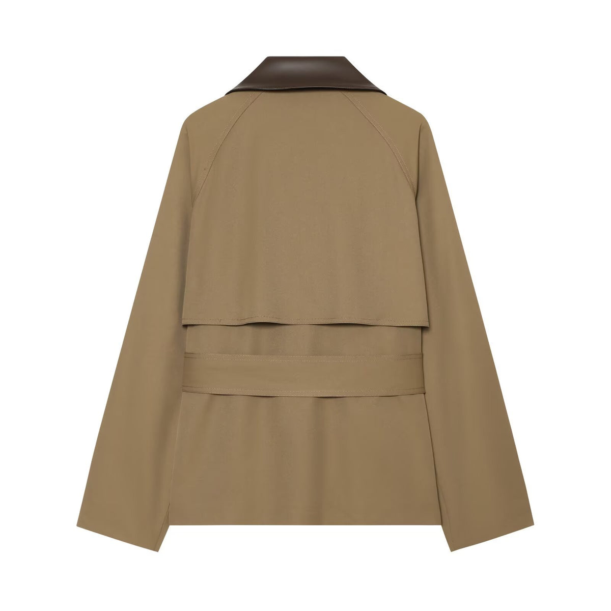 Pocket decoration contrasting collar windbreaker for women