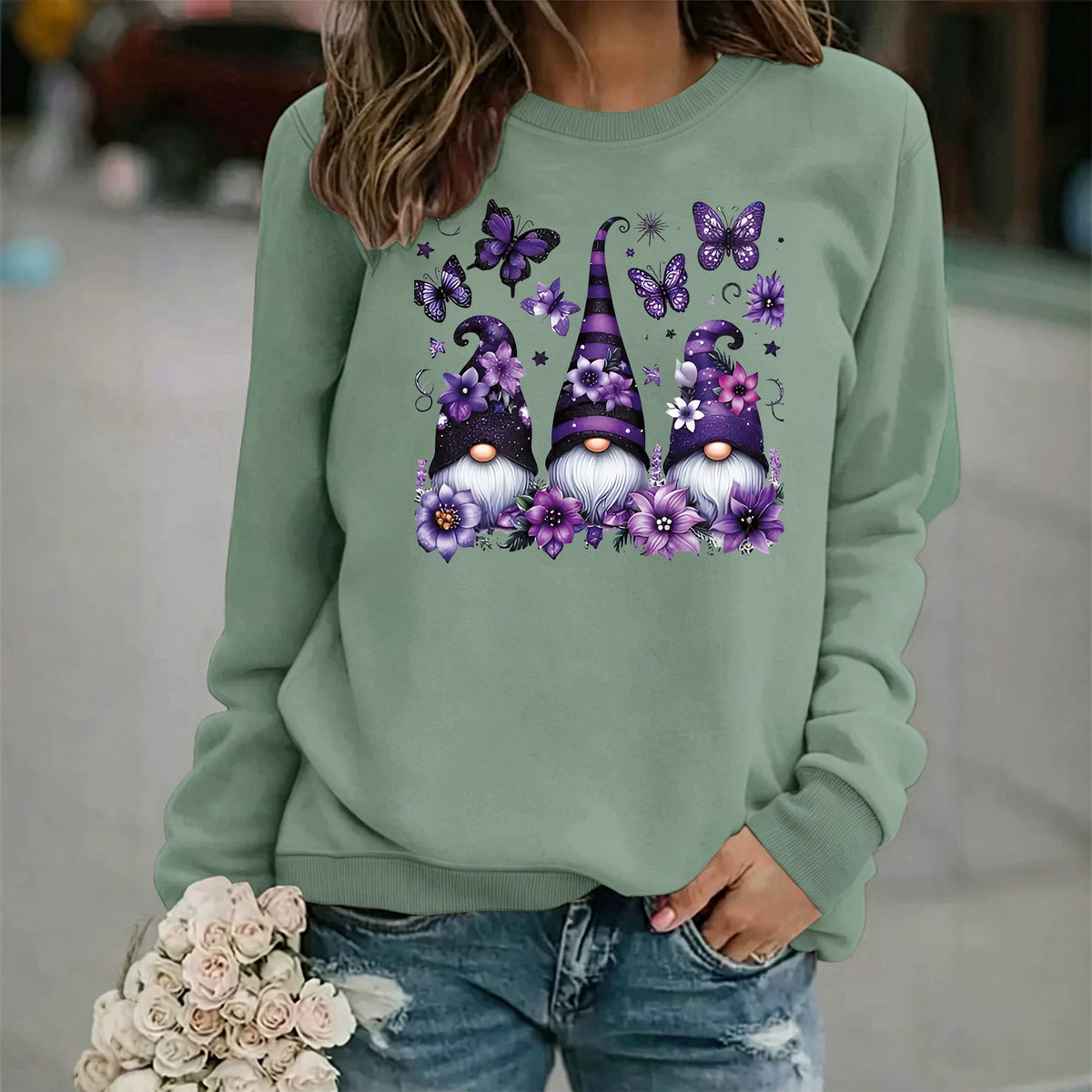 Round neck fleece hoodie