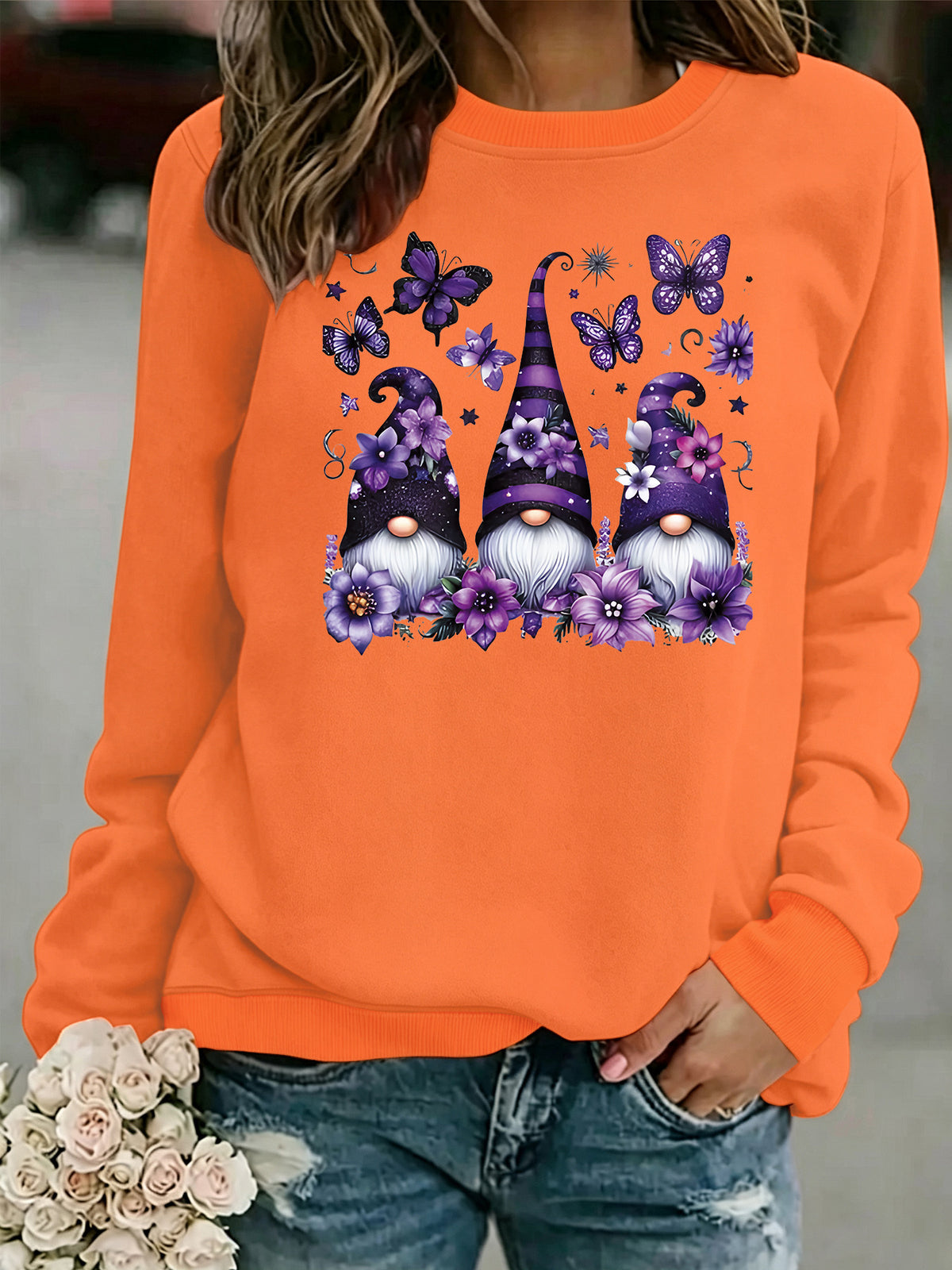 Round neck fleece hoodie