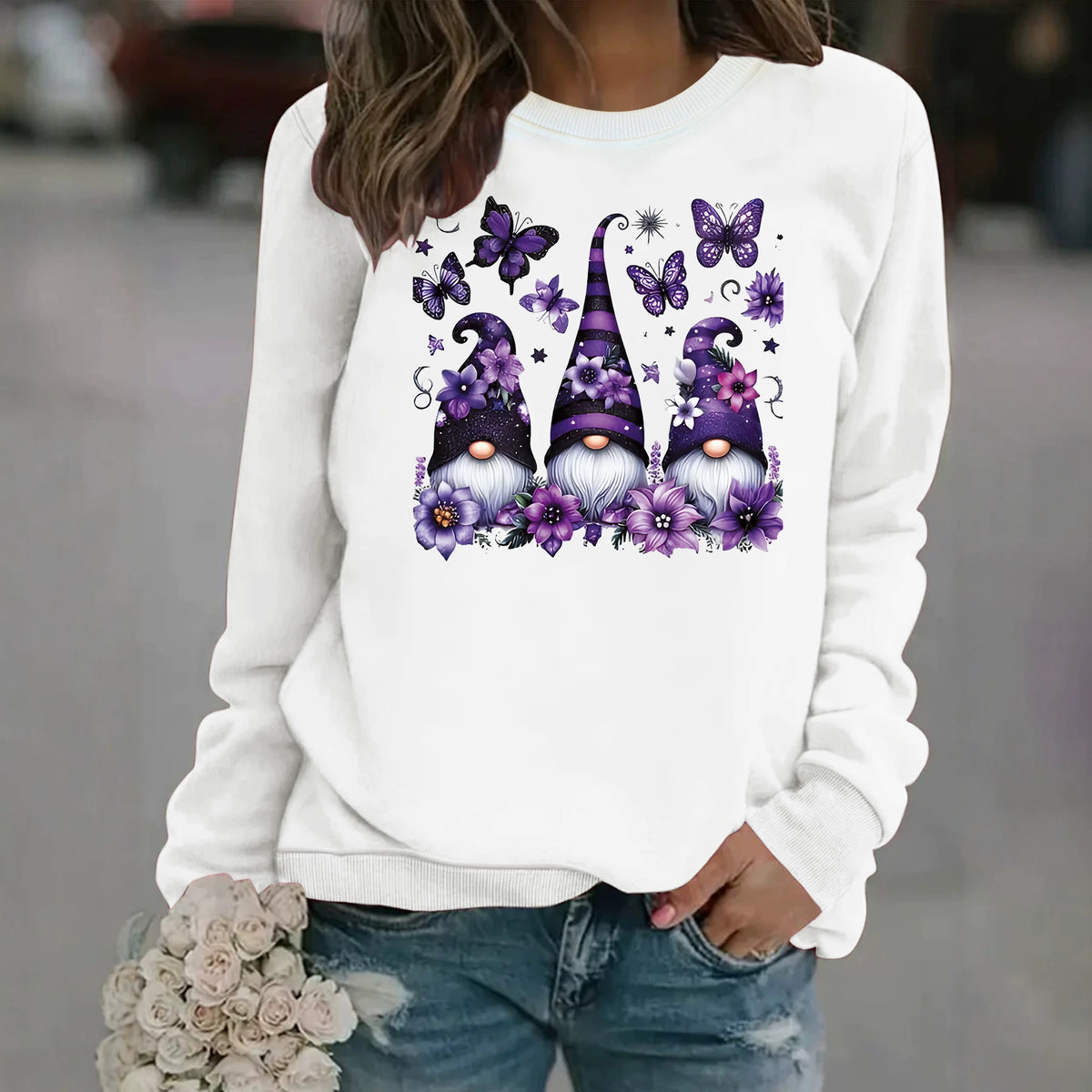 Round neck fleece hoodie