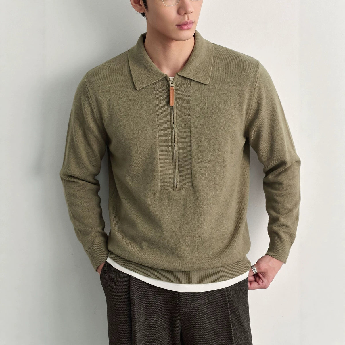Half zip Polo collar sweater