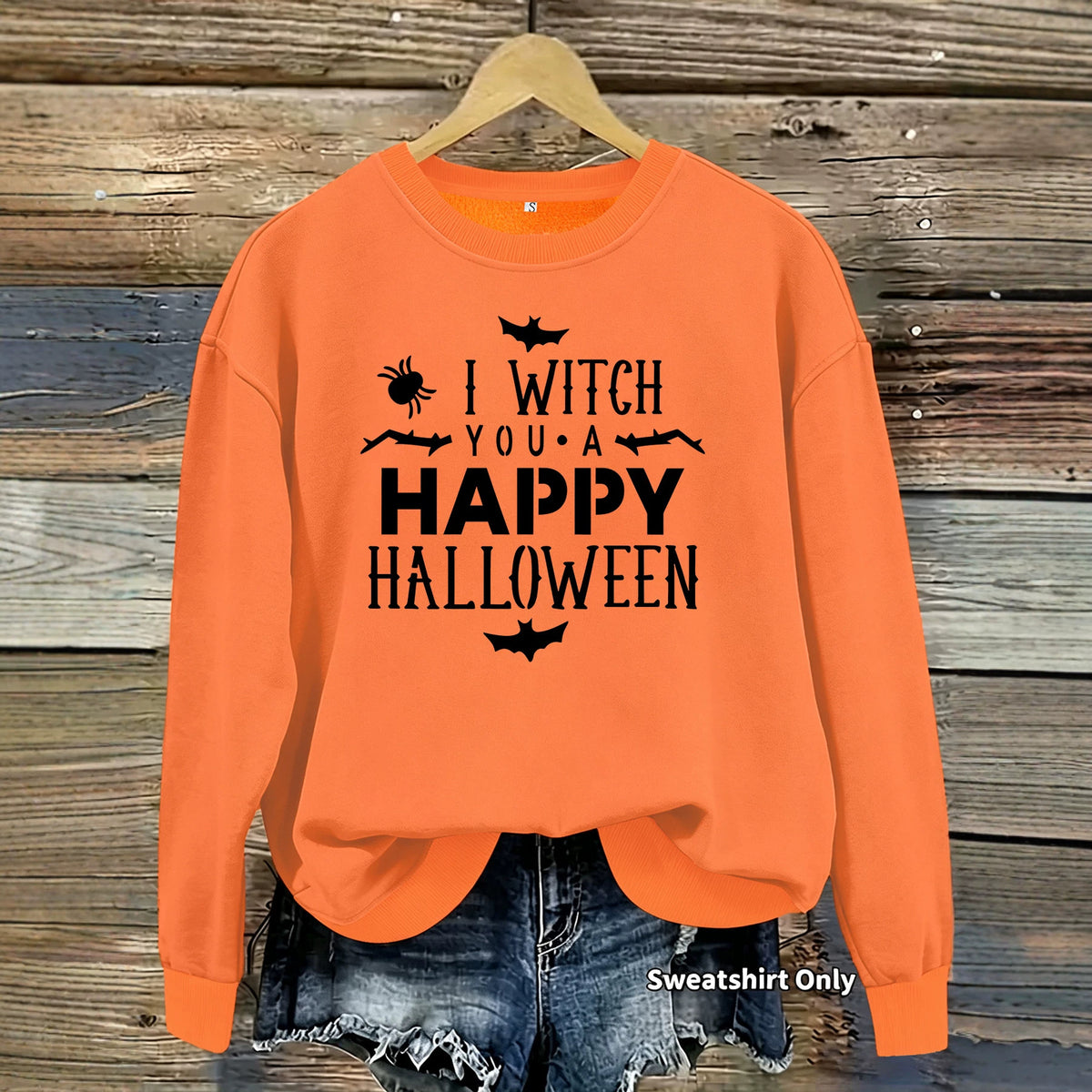 Printed round neck fleece hoodie