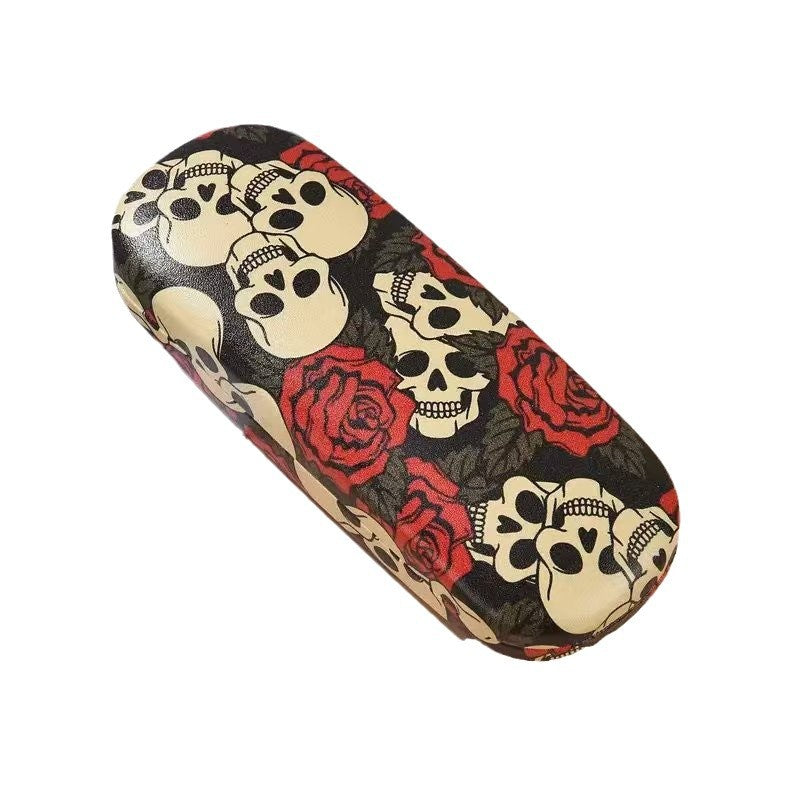 Premium Anti-Crush Eyeglass Case with Mexican Skull  Rose Pattern | Hard Protective Cover for Sunglasses  Prescription Glasses