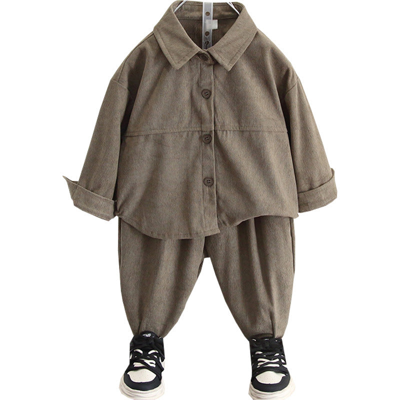 Boys Corduroy Jacket Casual Two-Piece Set