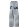 Printed Distressed Wash Drawstring Wide Leg Sweatpants