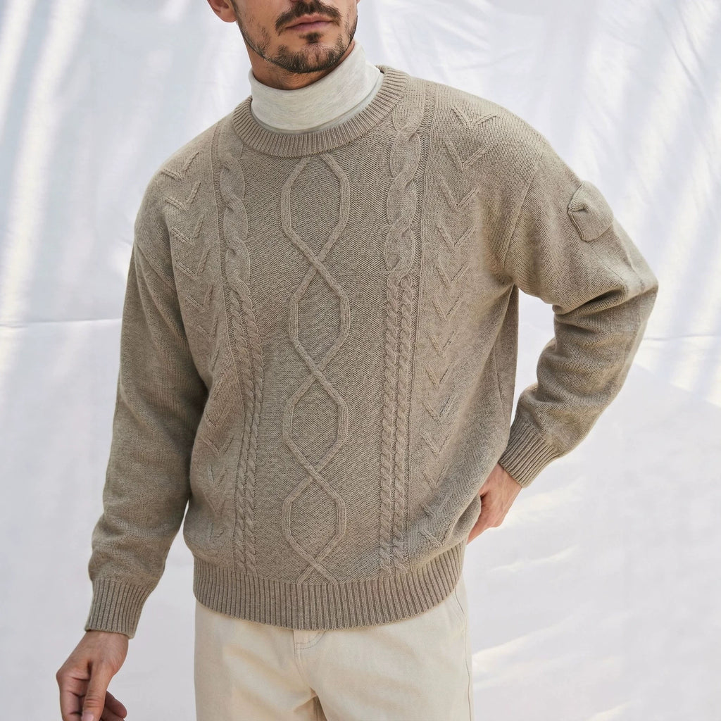 Round neck long sleeved loose sweater