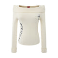 Women's Sweet Sexy Jacquard Long Sleeve Off-Shoulder Slim Fit Knit Top
